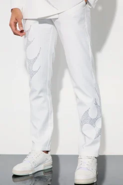 boohooMAN Rhinestone Embellished Slim Fit Suit Trousers | UK| Trousers