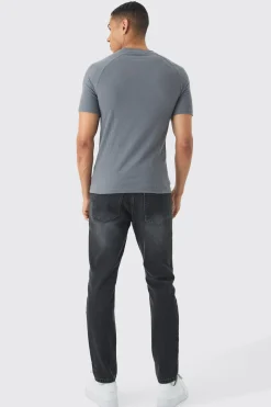 Rib Athlete Raglan T-shirt | UK^boohooMAN Sale