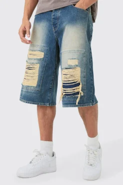 boohooMAN Rigid Extreme Ripped Denim Jorts In | UK| Shorts
