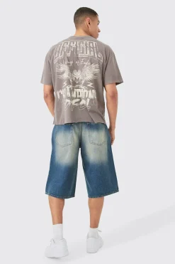 boohooMAN Rigid Extreme Ripped Denim Jorts In | UK| Shorts