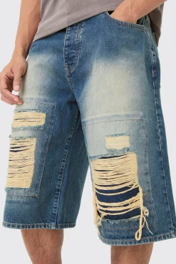 boohooMAN Rigid Extreme Ripped Denim Jorts In | UK| Shorts