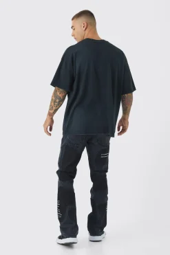 boohooMAN Rigid Slim Flare Patchwork Applique Jeans | UK| Trousers|Jeans