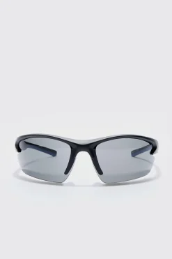boohooMAN Rimless Racer Sunglasses In | UK| Sunglasses