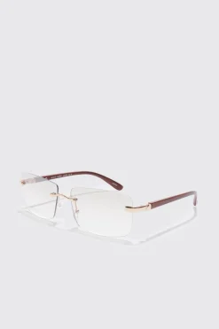 boohooMAN Rimless Rectangle Lens Sunglasses | UK| Sunglasses