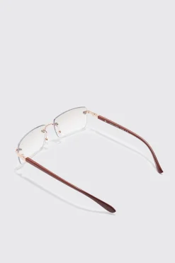 boohooMAN Rimless Rectangle Lens Sunglasses | UK| Sunglasses