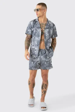 boohooMAN Ripstop Camo Shirt & Short Swim Short Set | UK| Sets & Co-Ords