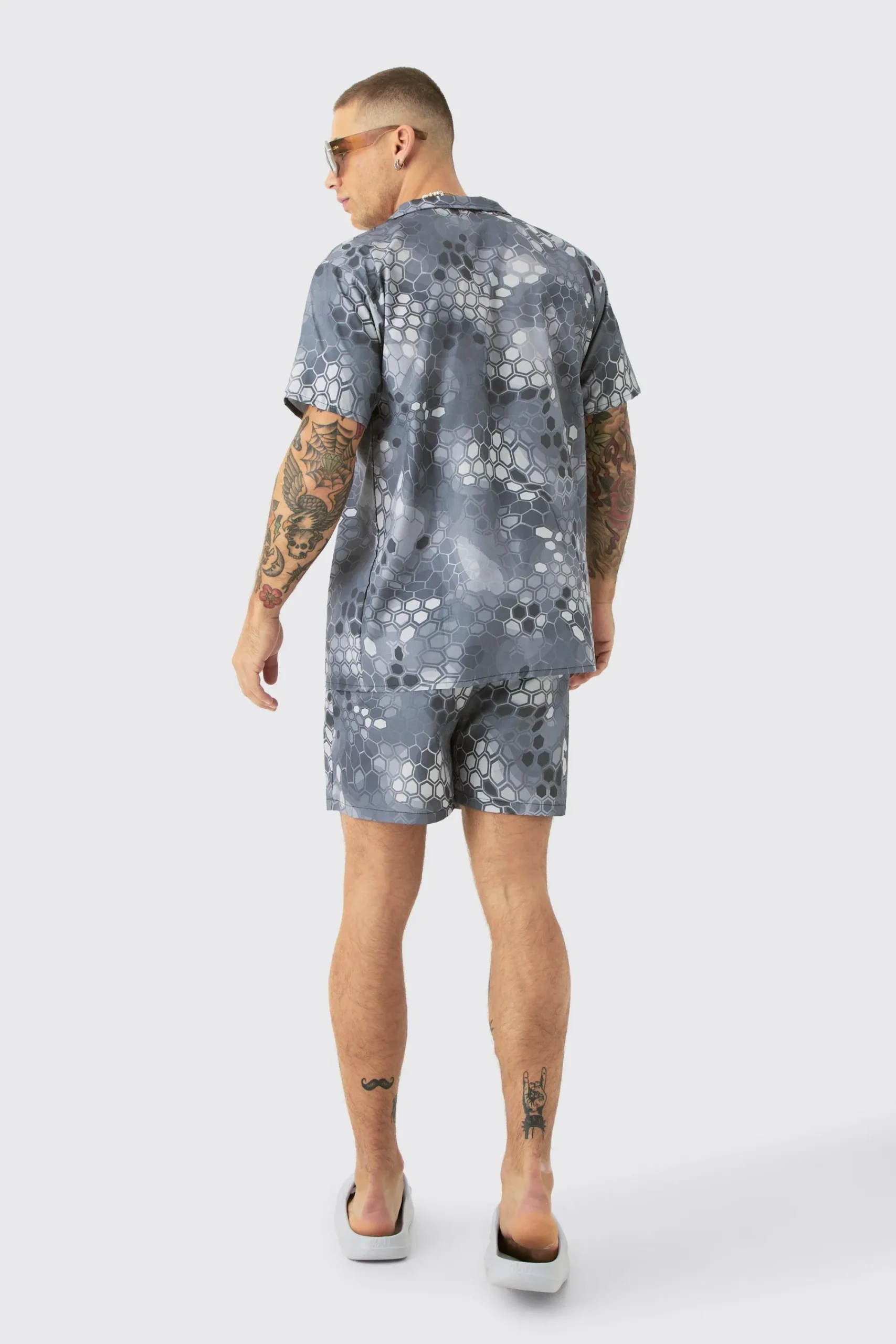 boohooMAN Ripstop Camo Shirt & Short Swim Short Set | UK| Sets & Co-Ords
