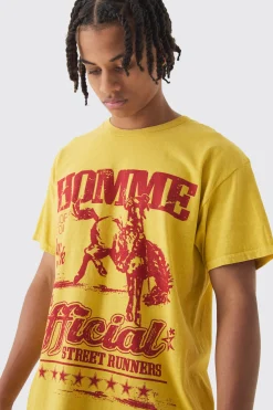 Rodeo Print Washed T-Shirt | UK^boohooMAN Sale