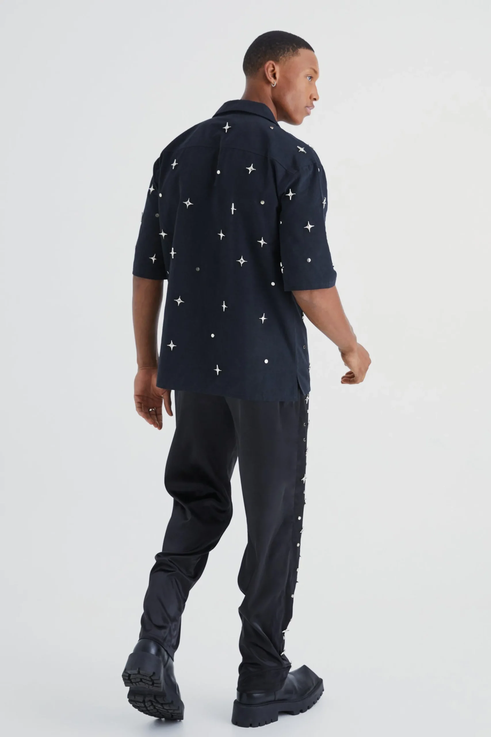 boohooMAN Satin Straight Leg Trouser With Embellishment | UK| Sets & Co-Ords