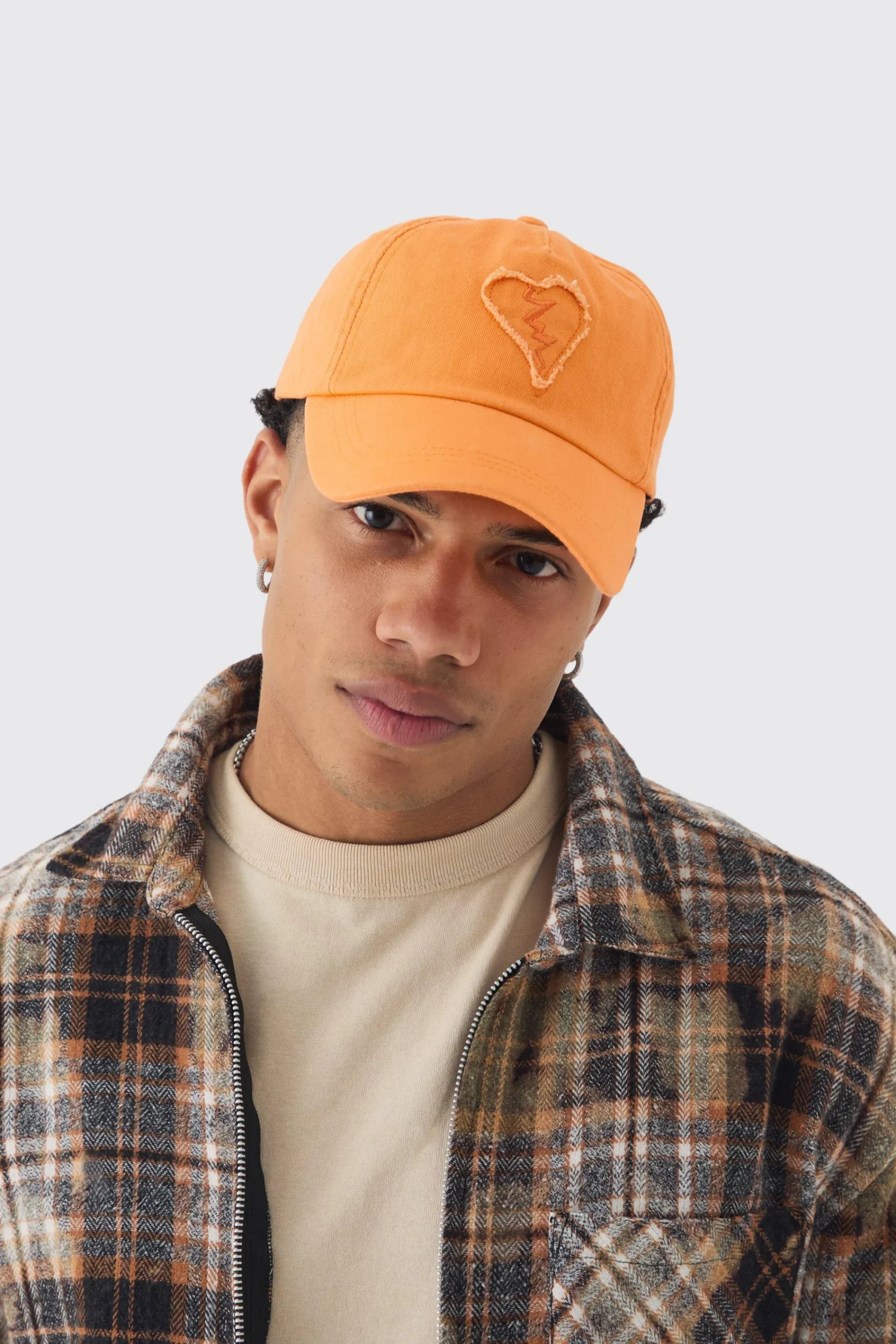 boohooMAN Self Fabric Heart Applique Trucker Cap In | UK| Hats & Caps