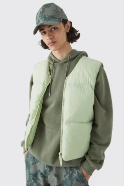 boohooMAN Sheen Quilted Nylon Gilet | UK| Coats & Jackets