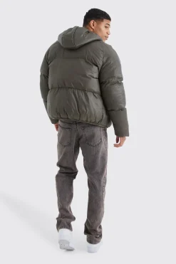 boohooMAN Sheen Quilted Nylon Puffer With Hood | UK| Coats & Jackets