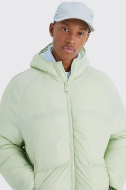 boohooMAN Sheen Quilted Nylon Puffer With Hood | UK| Coats & Jackets