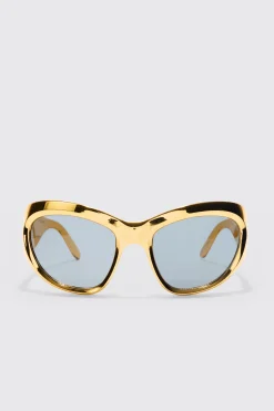 boohooMAN Shield Lens Metallic Frame Sunglasses | UK| Sunglasses