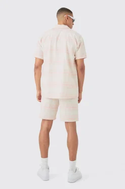 boohooMAN Short Sleeve Aztec Stripe Oversized Shirt & Short | UK| Sets & Co-Ords