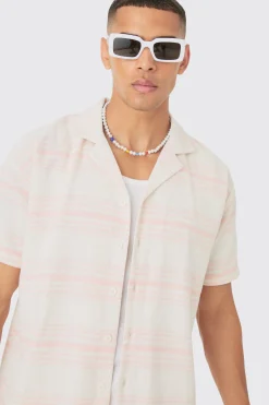 boohooMAN Short Sleeve Aztec Stripe Oversized Shirt & Short | UK| Sets & Co-Ords