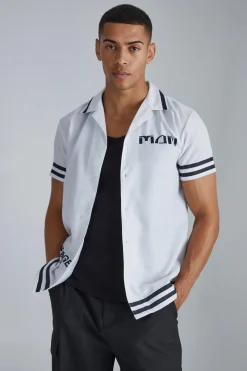 boohooMAN Short Sleeve Bowling Border Shirt | UK| Shirts