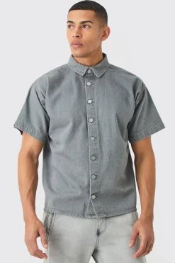 boohooMAN Short Sleeve Boxy Fit Denim Shirt | UK| Shirts