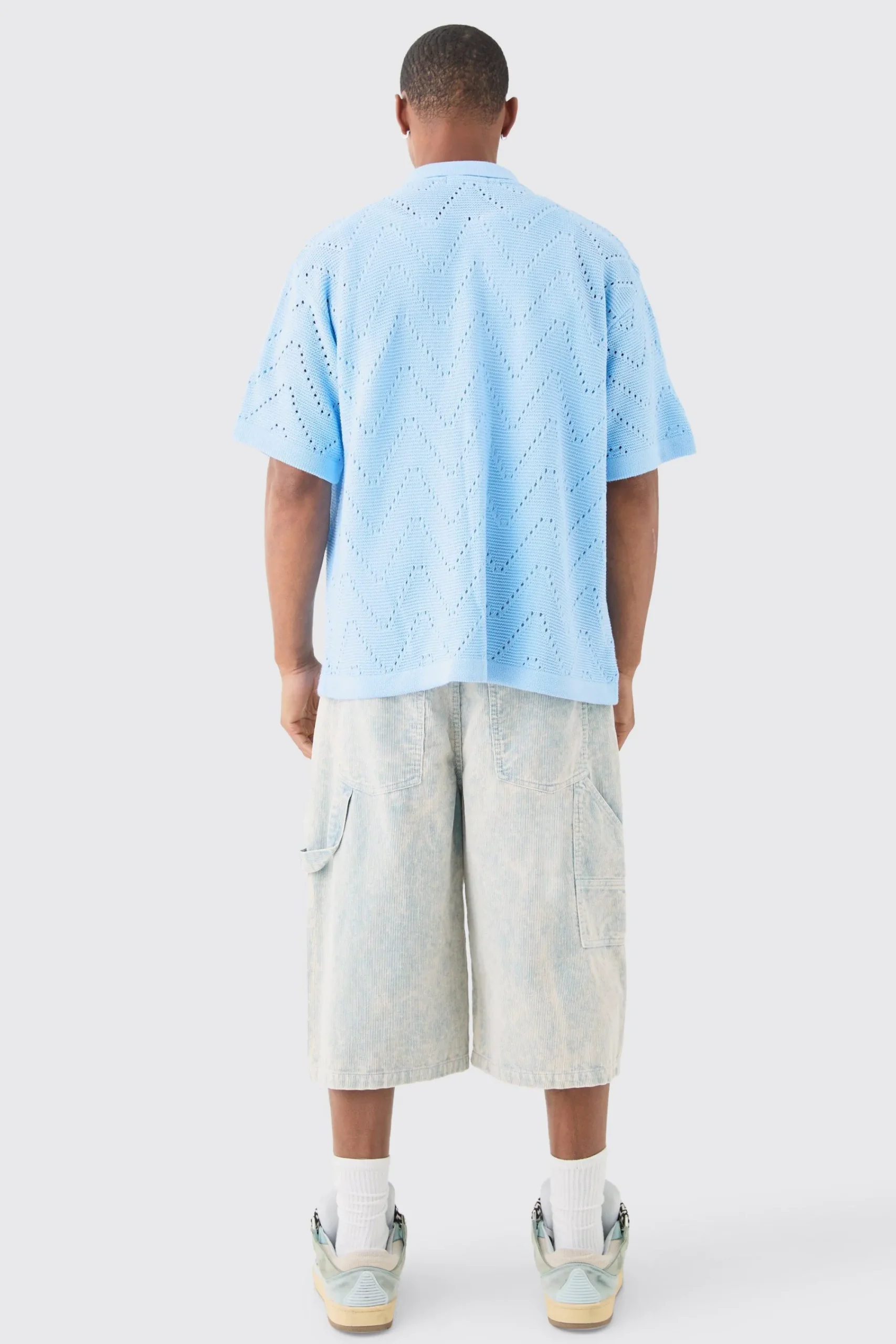 boohooMAN Short Sleeve Boxy Open Stitch Knitted Shirt | UK| Shirts