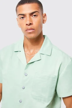 boohooMAN Short Sleeve Boxy Revere Popper Shirt | UK| Sets & Co-Ords