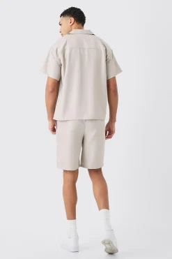 boohooMAN Short Sleeve Boxy Soft Twill Shirt And Short | UK| Sets & Co-Ords