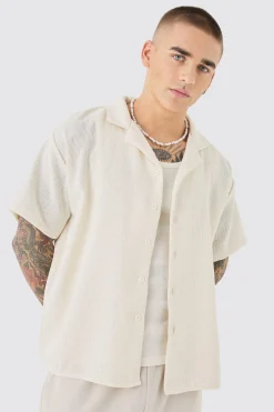 boohooMAN Short Sleeve Boxy Textured Shirt | UK| Sets & Co-Ords