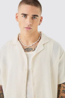 boohooMAN Short Sleeve Boxy Textured Shirt | UK| Sets & Co-Ords