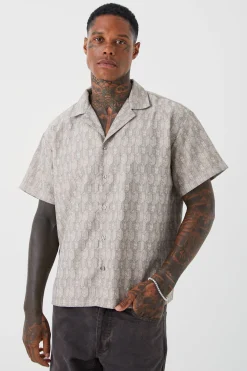 boohooMAN Short Sleeve Boxy Woven Smart Geo Shirt | UK| Shirts|Sets & Co-Ords