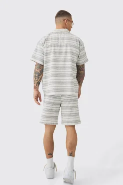 boohooMAN Short Sleeve Boxy Woven Stripe Shirt & Short | UK| Sets & Co-Ords