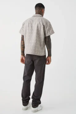 boohooMAN Short Sleeve Boxy Woven Smart Geo Set | UK| Sets & Co-Ords
