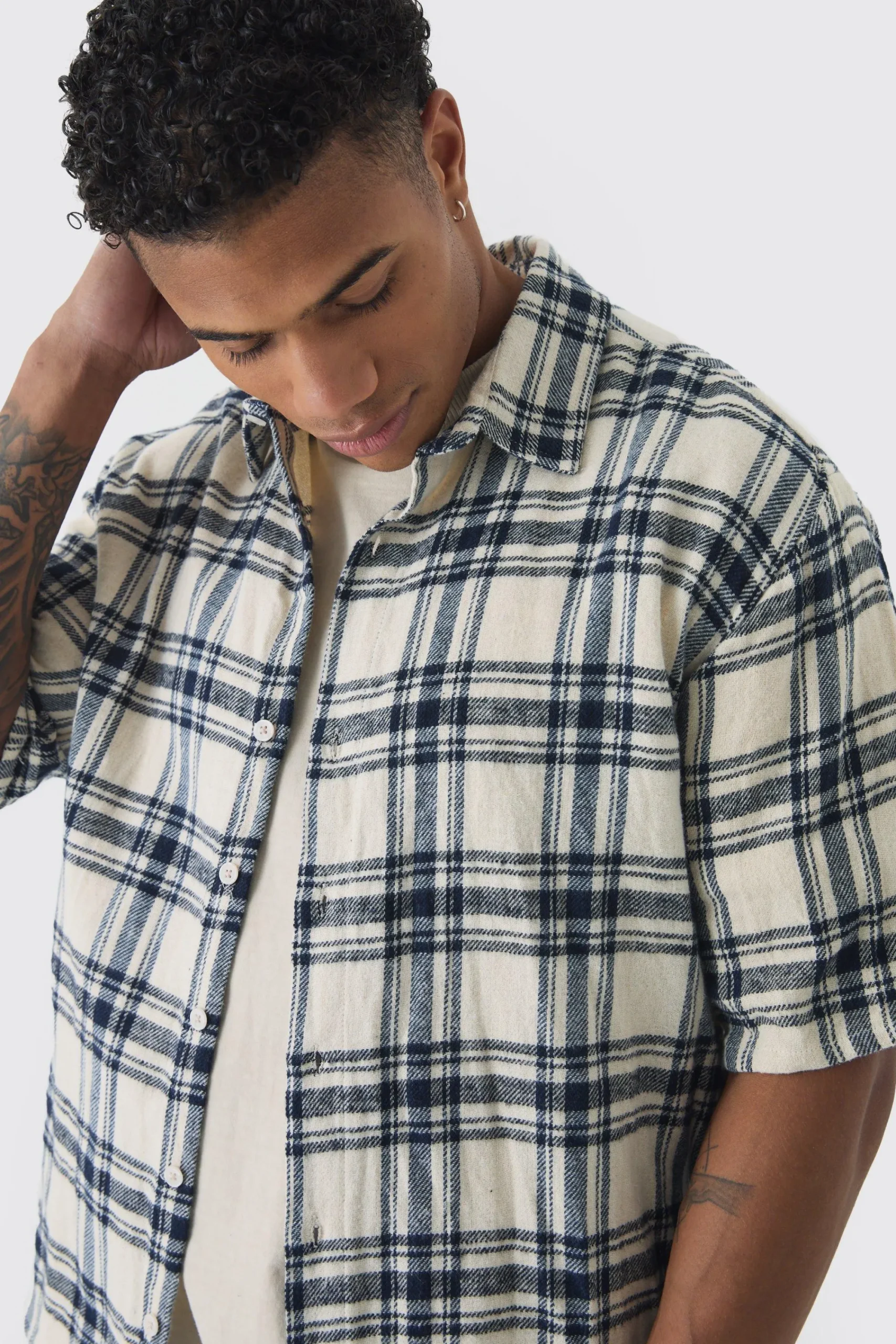 boohooMAN Short Sleeve Checked Oversized Shirt | UK| Shirts