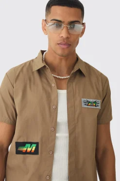boohooMAN Short Sleeve Concealed Placket Moto Poplin Shirt | UK| Shirts