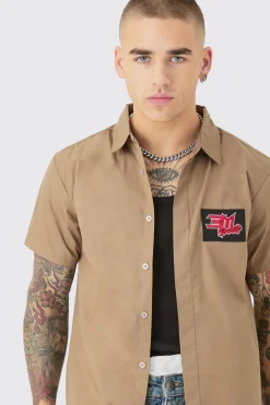 boohooMAN Short Sleeve Concealed Placket Moto Poplin Shirt | UK| Shirts