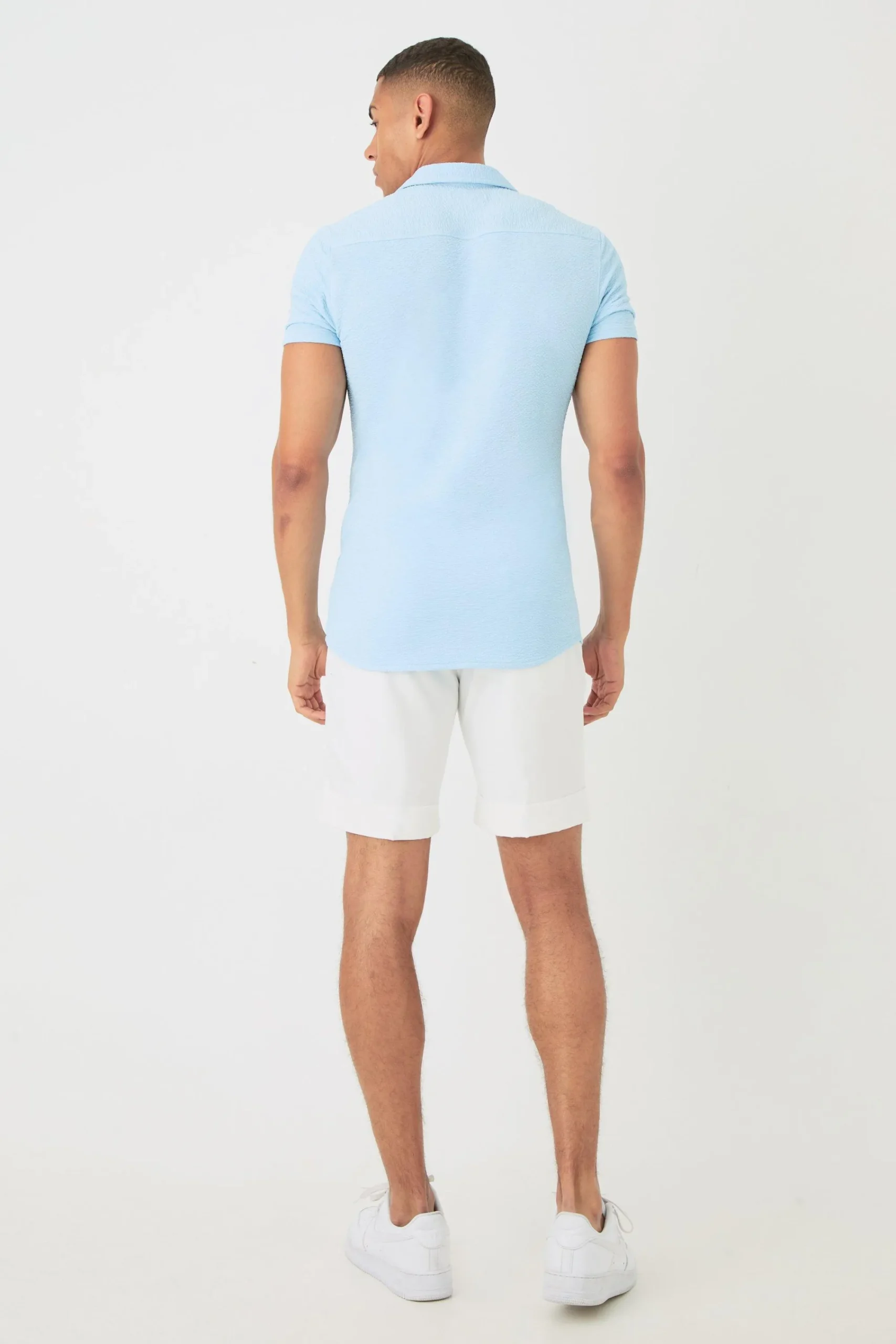 boohooMAN Short Sleeve Crinkle Muscle Fit Shirt | UK| Shirts