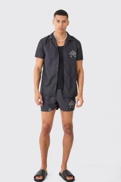 boohooMAN Short Sleeve Cross Shirt & Swim Set | UK| Sets & Co-Ords
