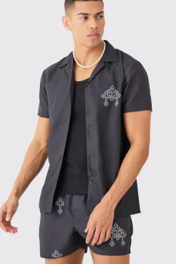 boohooMAN Short Sleeve Cross Shirt & Swim Set | UK| Sets & Co-Ords