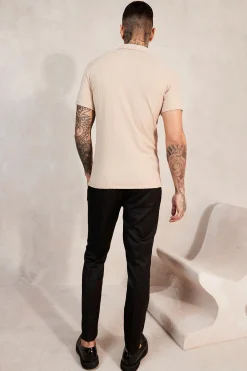 boohooMAN Short Sleeve Drop Revere Muscle Crinkle Shirt | UK| Shirts