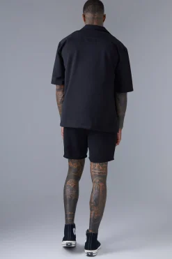 boohooMAN Short Sleeve Drop Revere Satin Shirt And Short Set | UK| Sets & Co-Ords