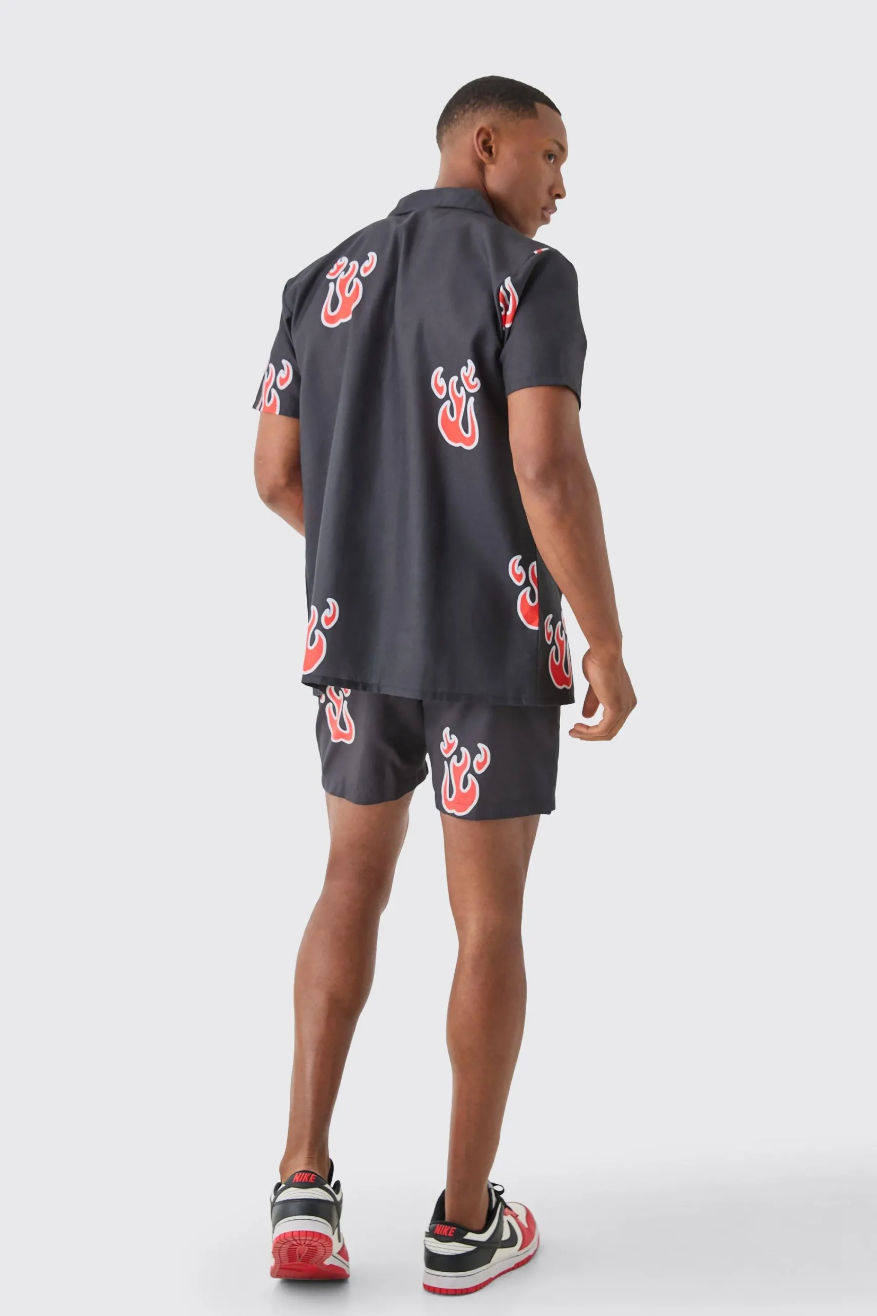 boohooMAN Short Sleeve Flame Shirt & Swim Set | UK| Sets & Co-Ords