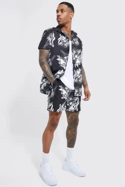 boohooMAN Short Sleeve Floral Shirt And Swim Short | UK| Sets & Co-Ords
