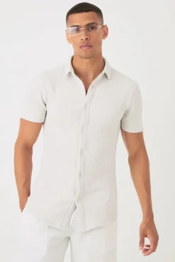 boohooMAN Short Sleeve Geo Muscle Fit Shirt | UK| Shirts