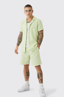 boohooMAN Short Sleeve Geo Textured Shirt & Short | UK| Sets & Co-Ords