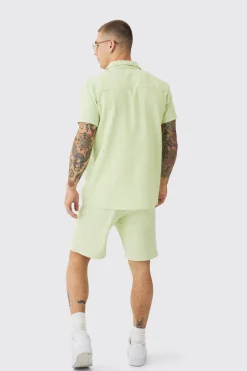 boohooMAN Short Sleeve Geo Textured Shirt & Short | UK| Sets & Co-Ords