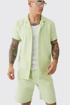 boohooMAN Short Sleeve Geo Textured Shirt & Short | UK| Sets & Co-Ords