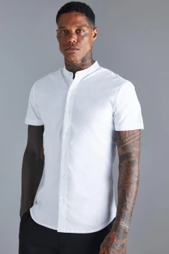 boohooMAN Short Sleeve Grandad Stretch Fit Shirt | UK| Shirts