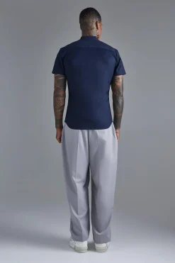 boohooMAN Short Sleeve Grandad Stretch Shirt | UK| Shirts