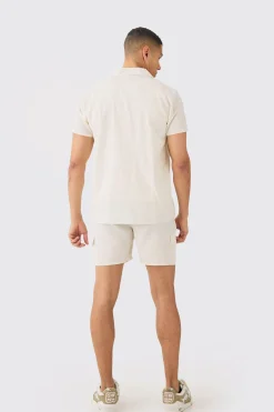 boohooMAN Short Sleeve Linen Cargo Shirt & Short Set | UK| Sets & Co-Ords