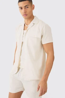 boohooMAN Short Sleeve Linen Cargo Shirt & Short Set | UK| Sets & Co-Ords