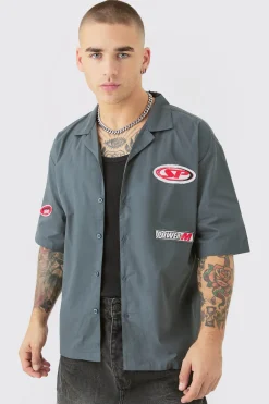 boohooMAN Short Sleeve Moto Poplin Shirt | UK| Shirts