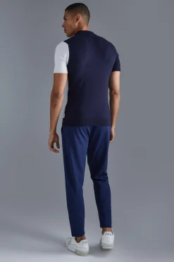 Short Sleeve Muscle Fit Colour Block Polo | UK^boohooMAN Clearance